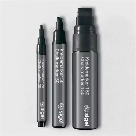 Folyékony krétamarker, vágott hegy, 1-5 mm SIGEL, fekete