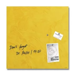   Mágneses üvegtábla, 48x48x1,5 cm, SIGEL "Artverum® ", sárga struktúrált minta, matt