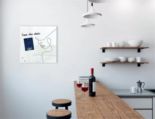 Mágneses üvegtábla, 48x48x1,5 cm, SIGEL "Artverum® ", vonalrajzos