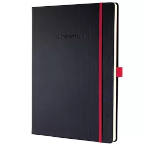   Jegyzetfüzet, exkluzív, A4, vonalas, 97 lap, keményfedeles, SIGEL "Conceptum Red Edition", fekete-piros
