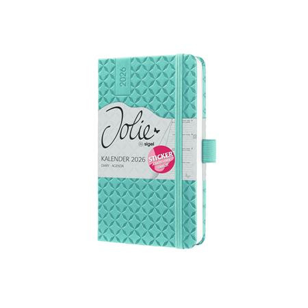 Naptár, A6, heti, 2026, kemény borító, SIGEL "Jolie", aqua zöld