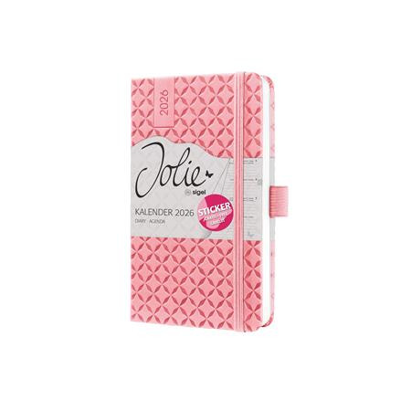 Naptár, A6, heti, 2026, kemény borító, SIGEL "Jolie", rózsaszín