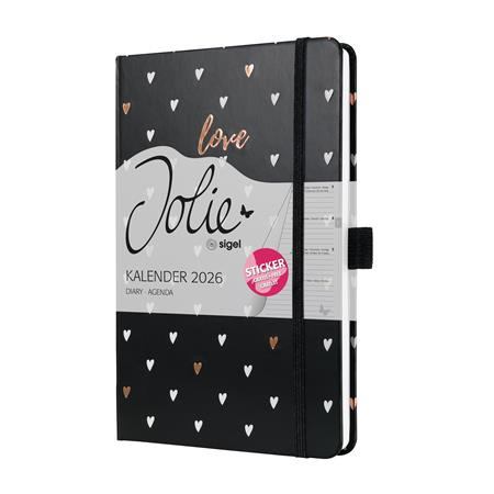 Naptár, A5, heti, 2026, kemény borító, SIGEL "Jolie", Dark love