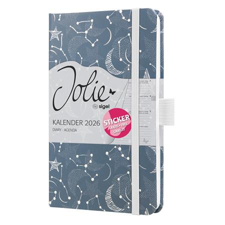 Naptár, A6, heti, 2026, kemény borító, SIGEL "Jolie", Cosmic Fantasy Blue