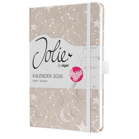 Naptár, A5, heti, 2026, kemény borító, SIGEL "Jolie", Cosmic Fantasy Beige