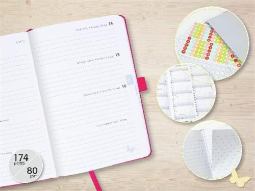 Naptár, A6, heti, 2026, kemény borító, SIGEL "Jolie", Violet Jungle Fever