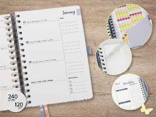 Naptár, spirál, A5, heti, 2026, kemény borító, SIGEL "Jolie", Glittery Joy