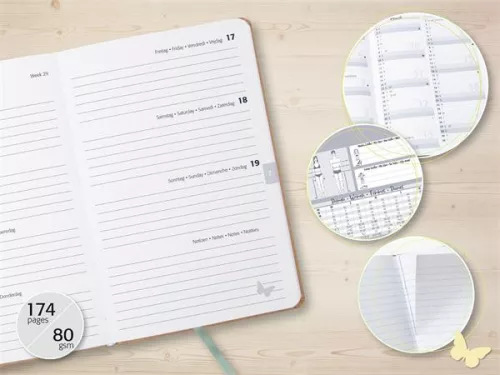 Naptár, A5, heti, 2026, kemény borító, SIGEL "Jolie", Green Floral Serenity