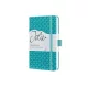 Jegyzetfüzet, exkluzív, 95x150 mm, vonalas, 87 lap, keményfedeles, SIGEL "Jolie", türkiz