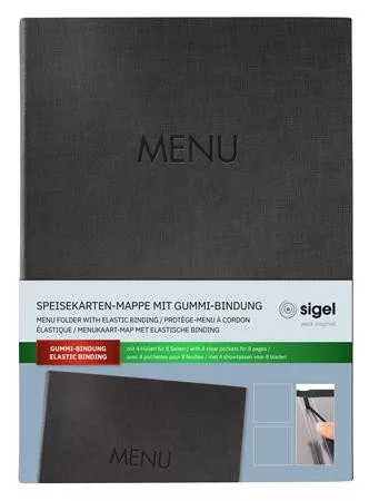 Étlaptartó, A4, keményfedeles, SIGEL „MENU”, antracit