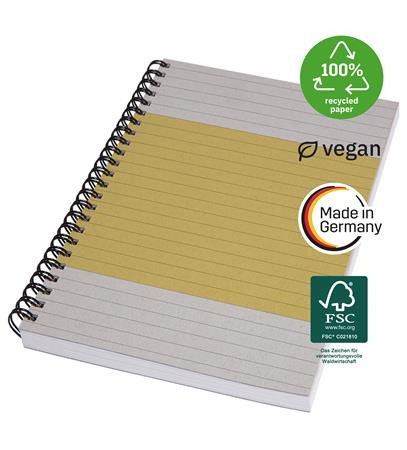 Spirálfüzet, A5, vonalas, 80 lap, puhafedeles, SIGEL "Quicknote", sárga-szürke