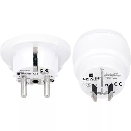 Adapter, Ausztráliába, Kínába, Európába utazóknak, földelt, SKROSS