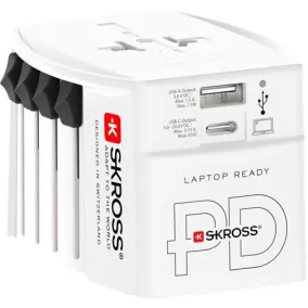   Adapter, világutazóknak, 1xUSB-A, 1xUSB-C PD, 65W, USB-C kábel, SKROSS