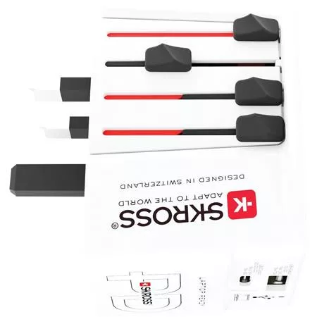 Adapter, világutazóknak, 1xUSB-A, 1xUSB-C PD, 65W, USB-C kábel, SKROSS