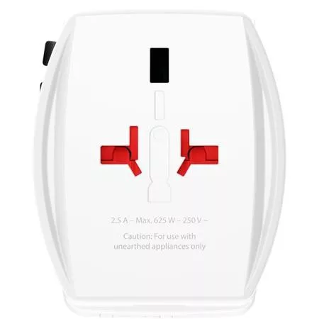 Adapter, világutazóknak, 1xUSB-A, 1xUSB-C PD, 65W, USB-C kábel, SKROSS