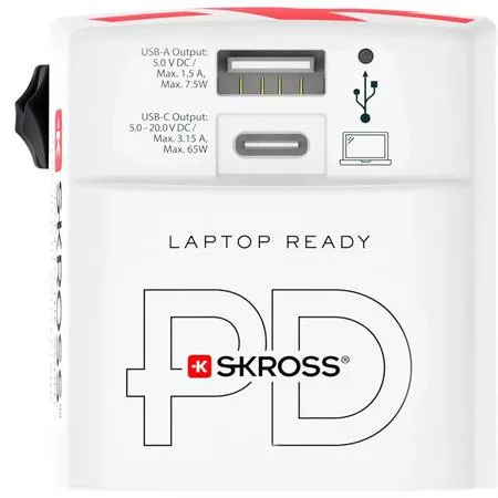 Hálózati töltő, világutazóknak, 1xUSB-A, 1xUSB-C PD, 65W, USB-C kábel, SKROSS