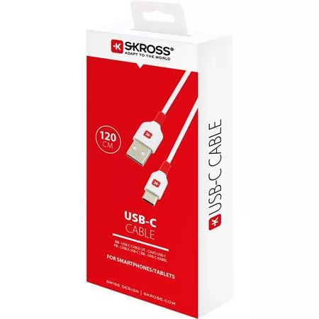 USB kábel, USB-A - USB-C, 1,2m, SKROSS, fehér