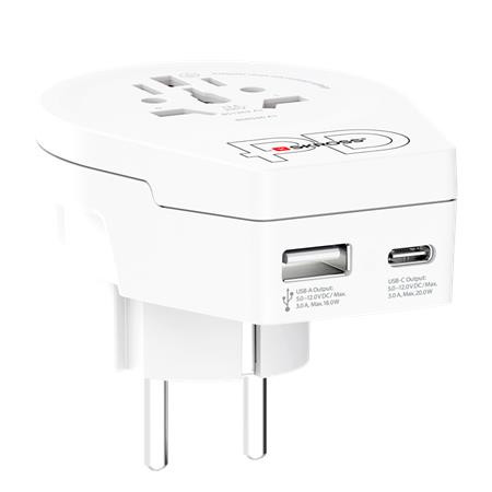 Adapter, Európába utazóknak, USB-C + USB-A, SKROSS