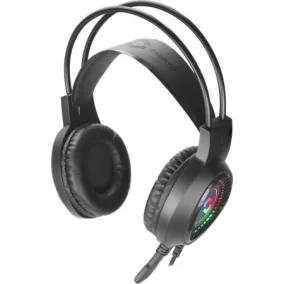  Fejhallgató, mikrofonnal, vezetékes, gaming, 2x3.5 mm jack + USB-A, SPEEDLINK "Voltor LED", fekete