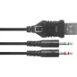   Fejhallgató, mikrofonnal, vezetékes, gaming, 2x3.5 mm jack + USB-A, SPEEDLINK "Voltor LED", fekete