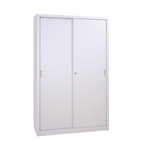   Tolóajtós fém irattároló szekrény 4 polccal, 1950mmx1200mmx450mm, Szürke/szürke