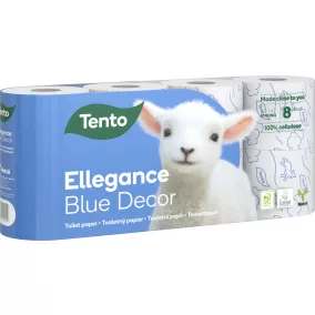   Tento Ellegance Blue Decor toalettpapír (wc papír), 3 rétegű, 150 lapos, 8 tekercs/csomag