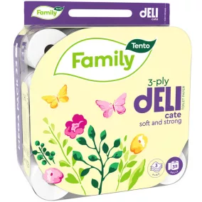   Tento Family Delicate toalettpapír (wc papír), 3 rétegű, 117 lapos, 32 tekercs/csomag