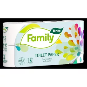   Tento Family Delicate toalettpapír (wc papír), 3 rétegű, 117 lapos, 8 tekercs/csomag, KIFUTÓ!