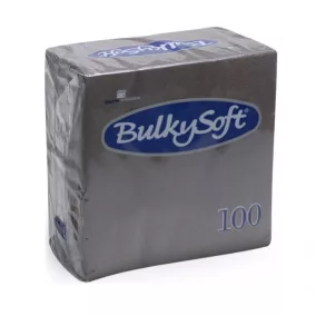   BulkySoft szalvéta szürke, 2 rétegű, 33x33 cm, 100 lap, 1/4 hajtott, 20 csomag/karton