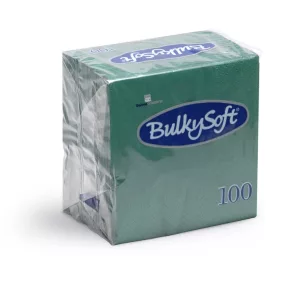   BulkySoft szalvéta sötétzöld, 2 rétegű, 24x24 cm, 100 lap, 1/4 hajtott, 20 csomag/karton