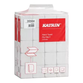   Katrin Zig Zag 200 Natural Handypack ''V'' hajtogatott kéztörlő, 2 rétegű, törtfehér, 22,4x23 cm, 200 lap, 20 csomag/zsák