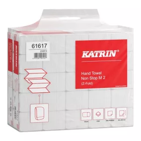   Katrin Non-Stop Medium Handypack interfold ''Z'' hajtogatott kéztörlő, 2 rétegű, fehér, 20,3x24 cm, 160 lapos, 25 csomag/zsák