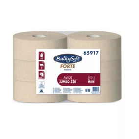   BulkySoft Forte Havana Maxi Jumbo toalettpapír (wc papír), 27 cm, 2 rétegű, barna, 320 méter/tekercs, 100% újrahasznosított, 6 tekercs/zsák