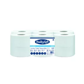   BulkySoft Advanced Mini (ONE) laponkénti adagolású belsőmagos toalettpapír (wc papír), 14,9cm/111,6 méter, 2 rétegű, hófehér, 12 tekercs/zsák