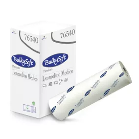   BulkySoft Excellence orvosi lepedő, 60 cm széles, 100 méteres, 2 rétegű, hófehér, 100% cellulóz, 6 tekercs/doboz