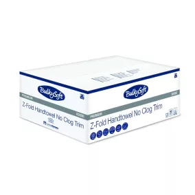   BulkySoft Premium Z ''No Clog'' extra gyorsan oldódó hajtogatott kéztörlő, 2 rétegű, hófehér, 20,5x24 cm, 150 lap, 100% cellulóz, 25 csomag/karton