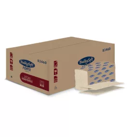   BulkySoft Forte Havana Z hajtogatott kéztörlő, 2 rétegű, barna, 23,5x24 cm, 150 lap, 100% újrahasznosított, 25 csomag/karton