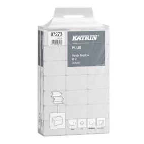   Katrin Resta M2 adagolós szalvéta, 2 rétegű, hófehér, 25,5x15x5 cm, 140 lapos, 21 csomag/zsák