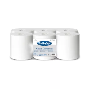  BulkySoft Premium Centrefeed belsőmagos tekercses kéztörlő, 19 cm, 2 rétegű, hófehér, 450 lap, 99 méter/tekercs, 100% cellulóz, 6 tekercs/zsák