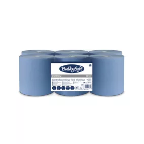   BulkySoft Advanced midi laponkénti adagolású belsőmagos kéztörlő (RFX), 19 cm, 2 rétegű, kék, 441 lap, 150 méter/tekercs, 6 tekercs/zsák