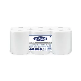   BulkySoft Advanced System laponkénti adagolású kéztörlő (NVA), 18 cm, 2 rétegű, hófehér, 150 méter/tekercs, 100% cellulóz, 6 tekercs/zsák