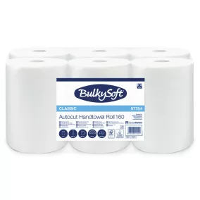   BulkySoft Universal System laponkénti adagolású kéztörlő (NVA), 15,5 cm, 2 rétegű, fehér, 160 méter/tekercs, 100% cellulóz, 6 tekercs/zsák