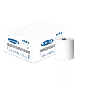   BulkySoft Advanced System laponkénti adagolású kéztörlő (MTC), 18 cm, 2 rétegű, hófehér, 150 méter/tekercs, 100% cellulóz, 6 tekercs/doboz