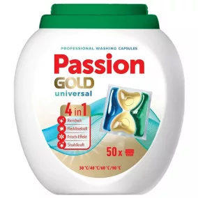   Passion Gold Universal 4 in 1mosókapszula, fehér és színes ruhákhoz, 50 mosás/50 db