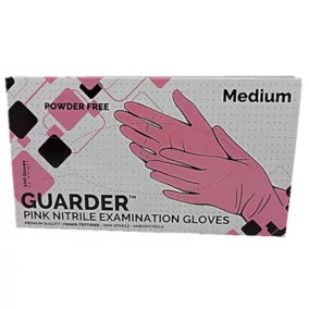   Guarder nitril gumikesztyű, pink, púdermentes, eldobható, méret: M (8), 100 db/doboz
