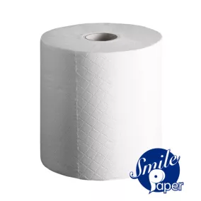   Smile Advanced Midi Plus tekercses kéztörlő, 19 cm átmérő, 160 méter, 457 lapos, 2 rétegű, hófehér, 100% cellulóz, 6 tekercs/zsák