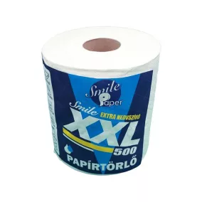   Smile XXL tekercses kéztörlő, 2 rétegű, hófehér, 500 lapos, 100 méteres, 19,5x20 cm lapok, 100% cellulóz, 6 tekercs/zsák