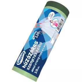   Glossy húzózáras szemeteszsák (kukazsák) 120 literes, 70x105 cm, 18 mikron vastag, 10 db/tekercs, 25 tekercs/karton