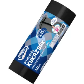   Glossy bivaly erős szemeteszsák (kukazsák) 135 literes, 70x110 cm, 30 mikron vastag, 10 db/tekercs, 12 tekercs/karton