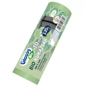   Glossy BIO 100%-ban biológiailag lebomló szemeteszsák (kukazsák) 135 literes, 70x110 cm, 20 mikron vastag, 10 db/tekercs, 18 tekercs/karton